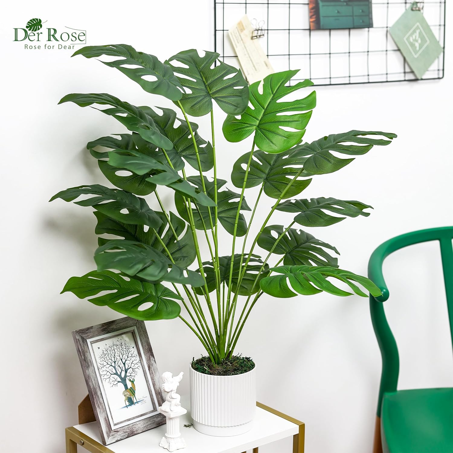 Der Rose Fake Plants Artificial Plants Tall 71cm Adjustable Faux Monstera Plants Indoor Outdoor for Home Bedroom Living Room Bathroom Decor